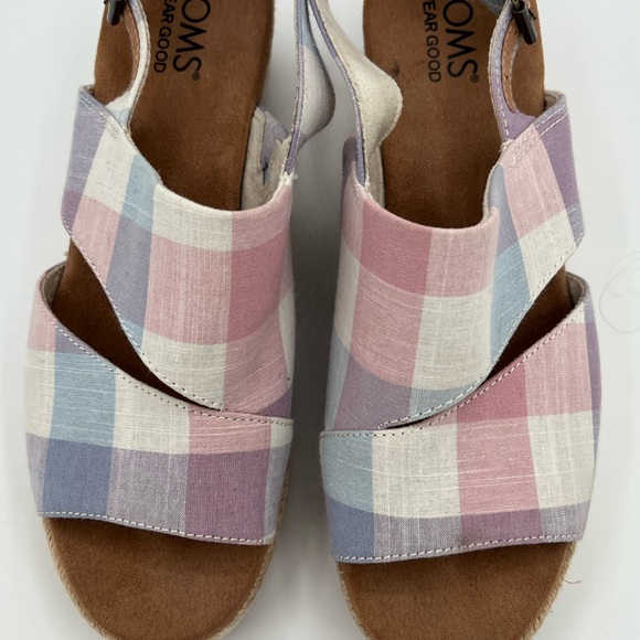 Toms Multicolor Plaid Wedge Sandals - Picture 6 of 7